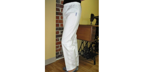 Pantalon taille élastique à jambes avec boutons décoratifs-Femmes
